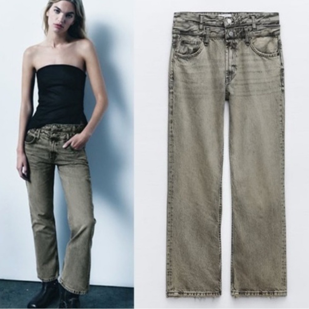 Zara Tan Straight Leg Jeans Versatile and Stylish